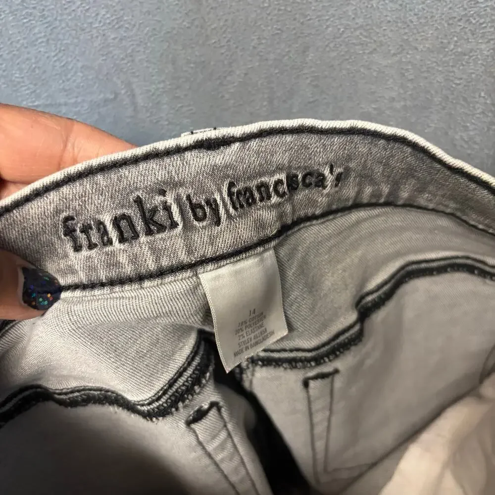 Franki by Francesca’s Girls Gray Star Embellished Jeans Size 14 Y2K Aesthetic